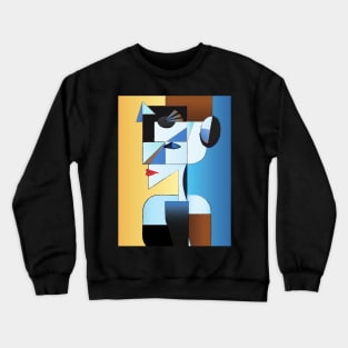 Abstract Surreal Woman Art | Cubist Modern Woman Art Crewneck Sweatshirt